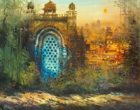 A. Q. Arif, 22 x 28 Inch, Oil on Canvas, Cityscape Painting, AC-AQ-496